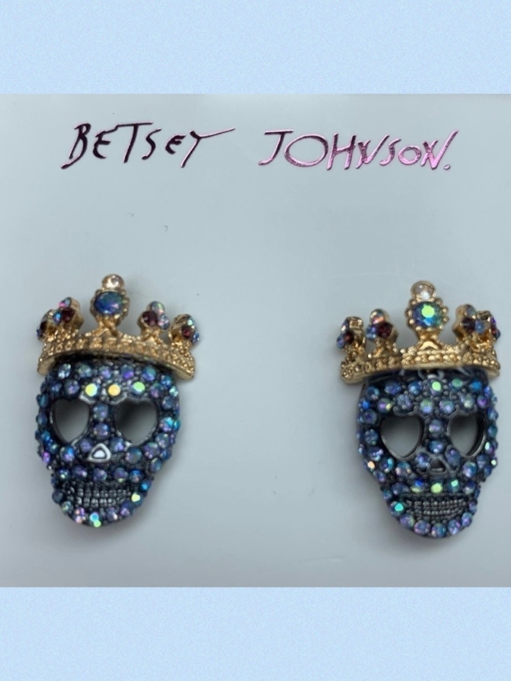 Betsey Johnson Skull Prince Earrings Halloween NWT